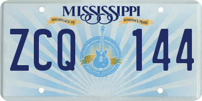MS license plate ZCQ144