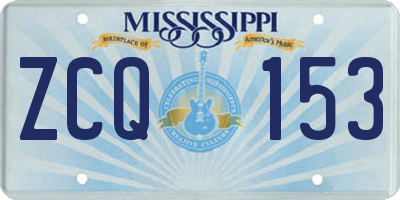 MS license plate ZCQ153