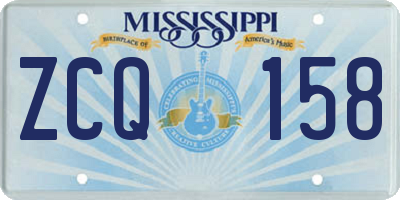 MS license plate ZCQ158