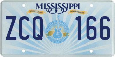 MS license plate ZCQ166