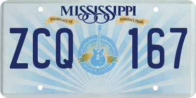 MS license plate ZCQ167