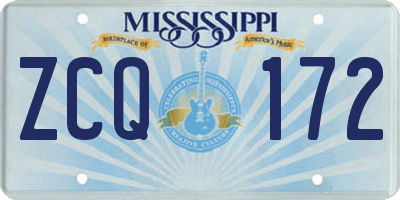 MS license plate ZCQ172