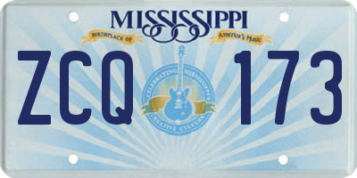 MS license plate ZCQ173