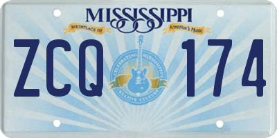 MS license plate ZCQ174