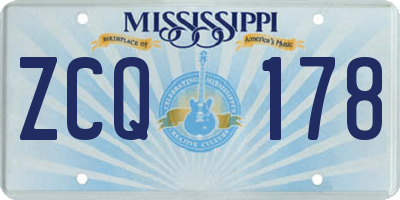 MS license plate ZCQ178