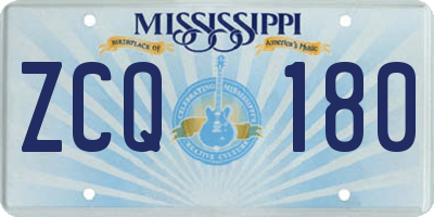 MS license plate ZCQ180