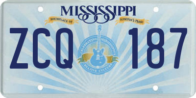 MS license plate ZCQ187