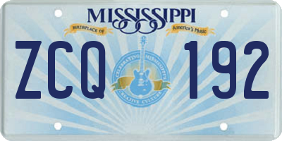 MS license plate ZCQ192