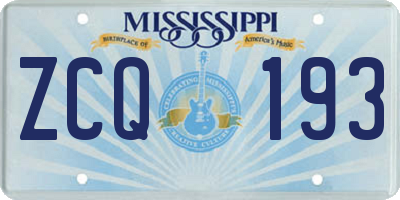 MS license plate ZCQ193