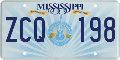 MS license plate ZCQ198