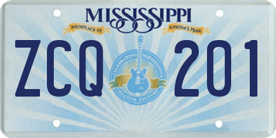 MS license plate ZCQ201