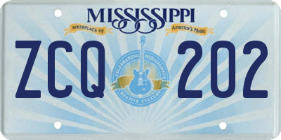 MS license plate ZCQ202