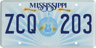 MS license plate ZCQ203