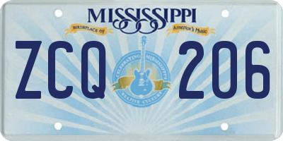 MS license plate ZCQ206