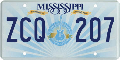 MS license plate ZCQ207