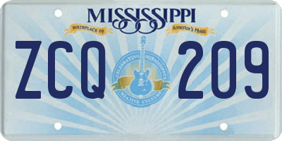 MS license plate ZCQ209