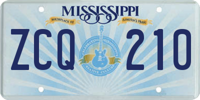 MS license plate ZCQ210
