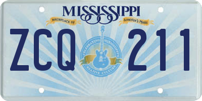MS license plate ZCQ211