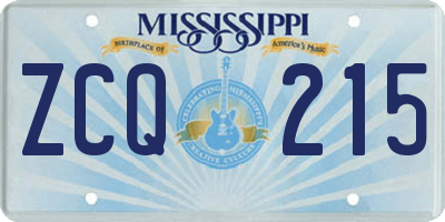 MS license plate ZCQ215