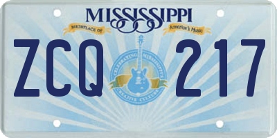 MS license plate ZCQ217