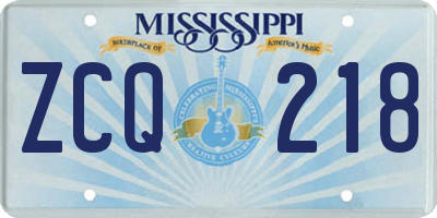 MS license plate ZCQ218