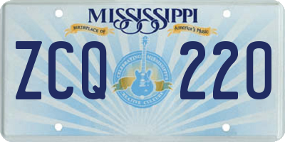 MS license plate ZCQ220