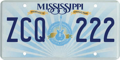 MS license plate ZCQ222