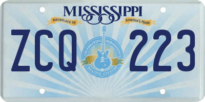 MS license plate ZCQ223