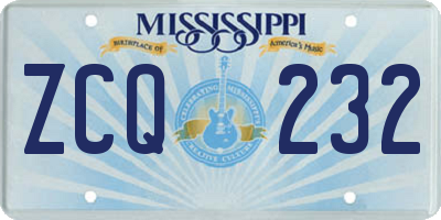 MS license plate ZCQ232