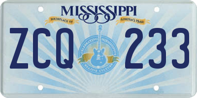 MS license plate ZCQ233