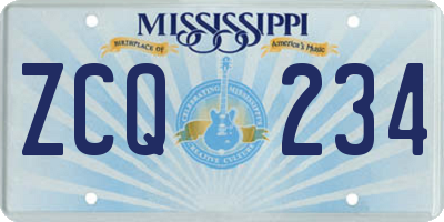 MS license plate ZCQ234