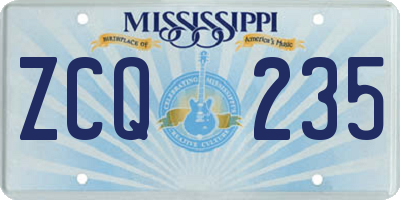 MS license plate ZCQ235