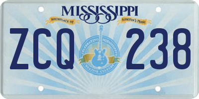 MS license plate ZCQ238
