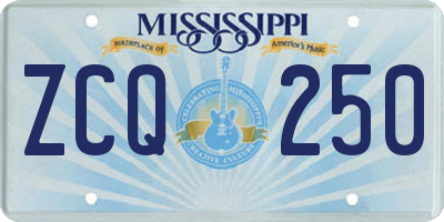 MS license plate ZCQ250