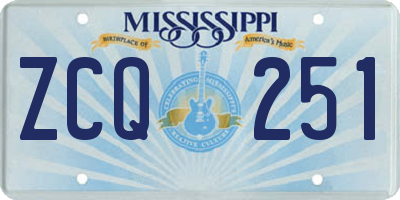 MS license plate ZCQ251