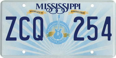 MS license plate ZCQ254