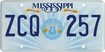 MS license plate ZCQ257