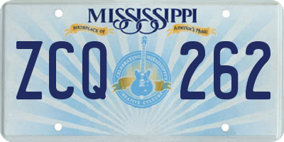 MS license plate ZCQ262