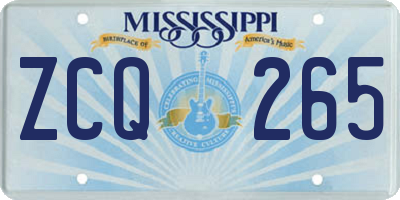 MS license plate ZCQ265