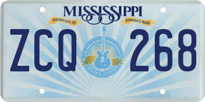 MS license plate ZCQ268