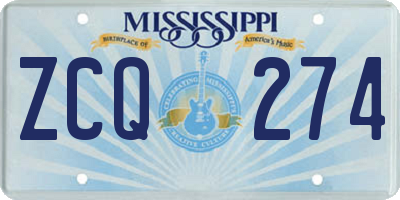 MS license plate ZCQ274