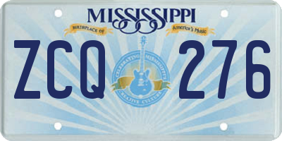MS license plate ZCQ276