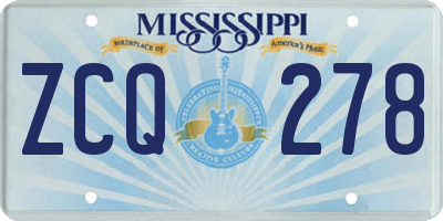 MS license plate ZCQ278