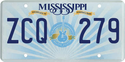MS license plate ZCQ279