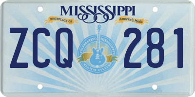 MS license plate ZCQ281
