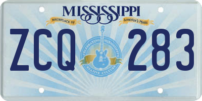 MS license plate ZCQ283