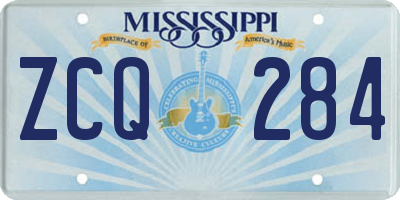 MS license plate ZCQ284