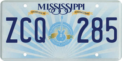 MS license plate ZCQ285