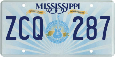 MS license plate ZCQ287