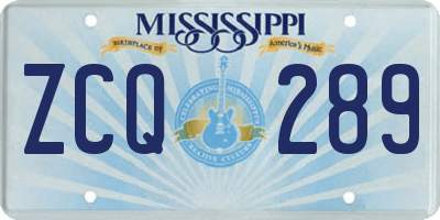 MS license plate ZCQ289